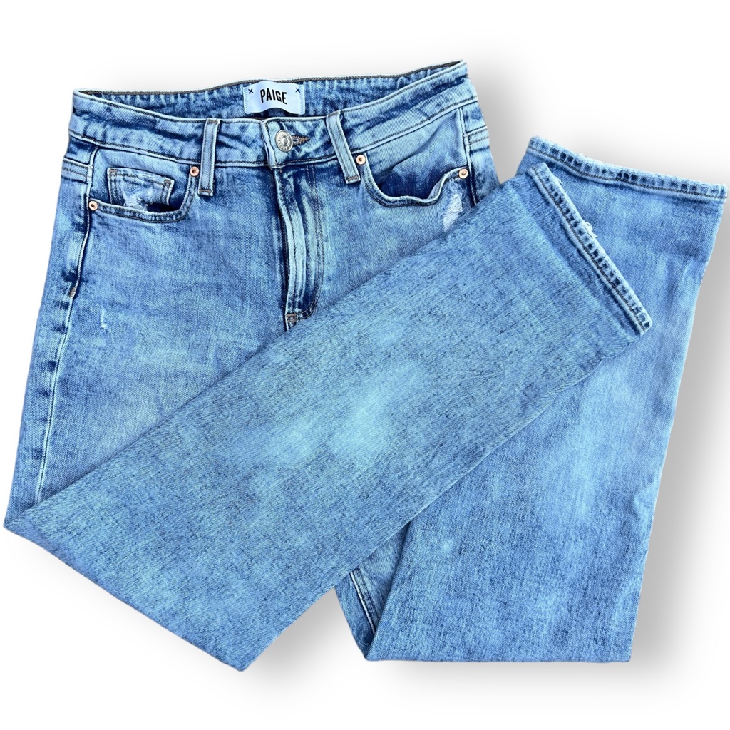 Paige Jeans Noella Straight Liza Style Distressed And Slightly Relaxed Straight
